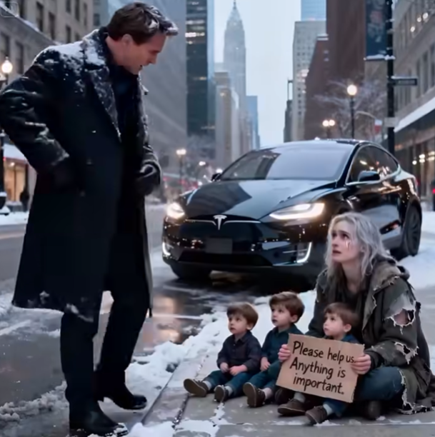 A wealthy man saw his ex-girlfriend begging with three kids who looked just like him—what followed is absolutely devastating