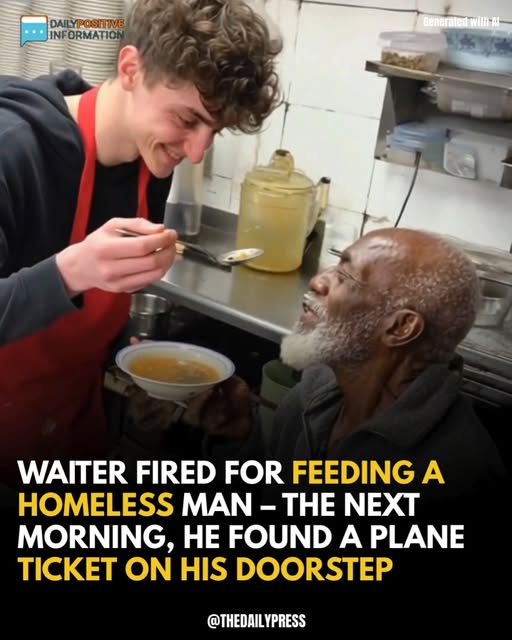 Waiter Fired For Letting Homeless Man Eat Indoors — Next Morning, A Plane Ticket Shows Up At His Door
