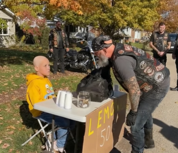 Dying boy’s lemonade stand was empty until bikers saw what his sign really said underneath “50 cents.”