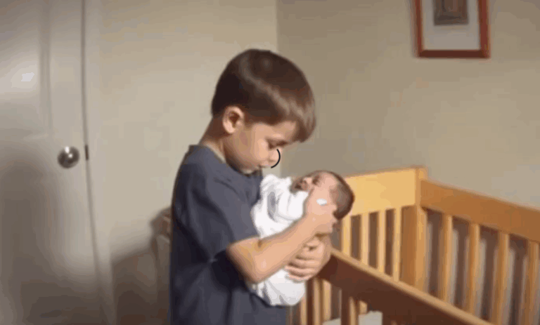 Young parents observed their eldest son going into his younger brothers room each morning!